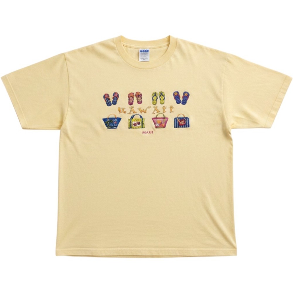 Maui Hawaii Kawaii‎ Graphic T Shirt Yellow Women XL Cotton Soft Short Sleeve